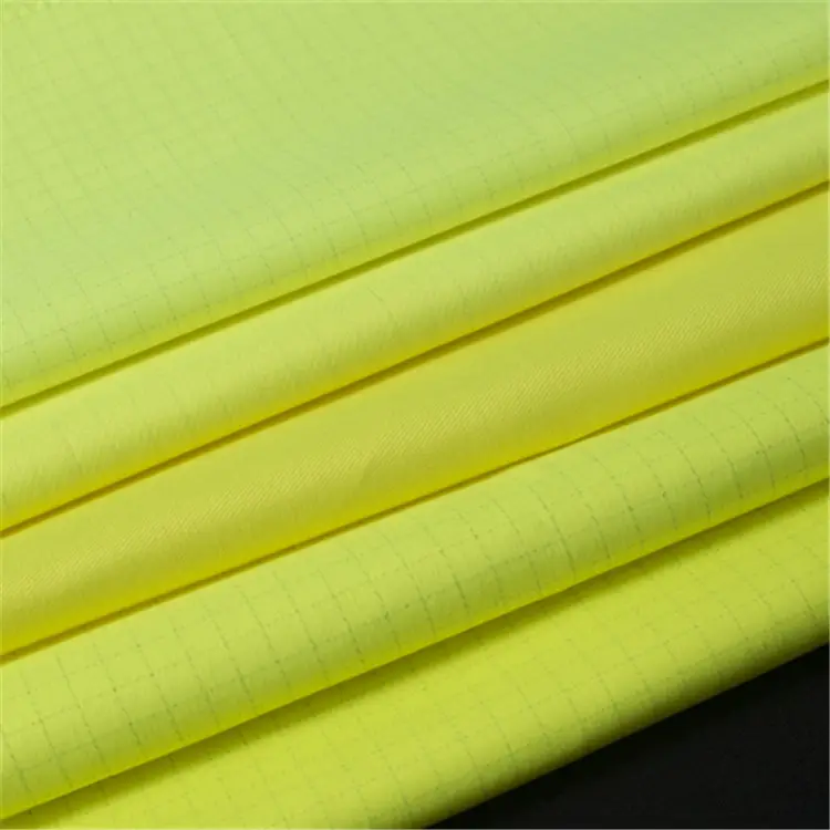 Tissu ignifuge et imperméable jaune fluorescent CVC FR pour vêtements de travail