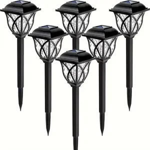 Paquete de 6 luces LED solares para jardín, impermeables, para exteriores, iluminación blanca cálida para patio, paisaje, jardinera, camino, decoración navideña - Product Image 1