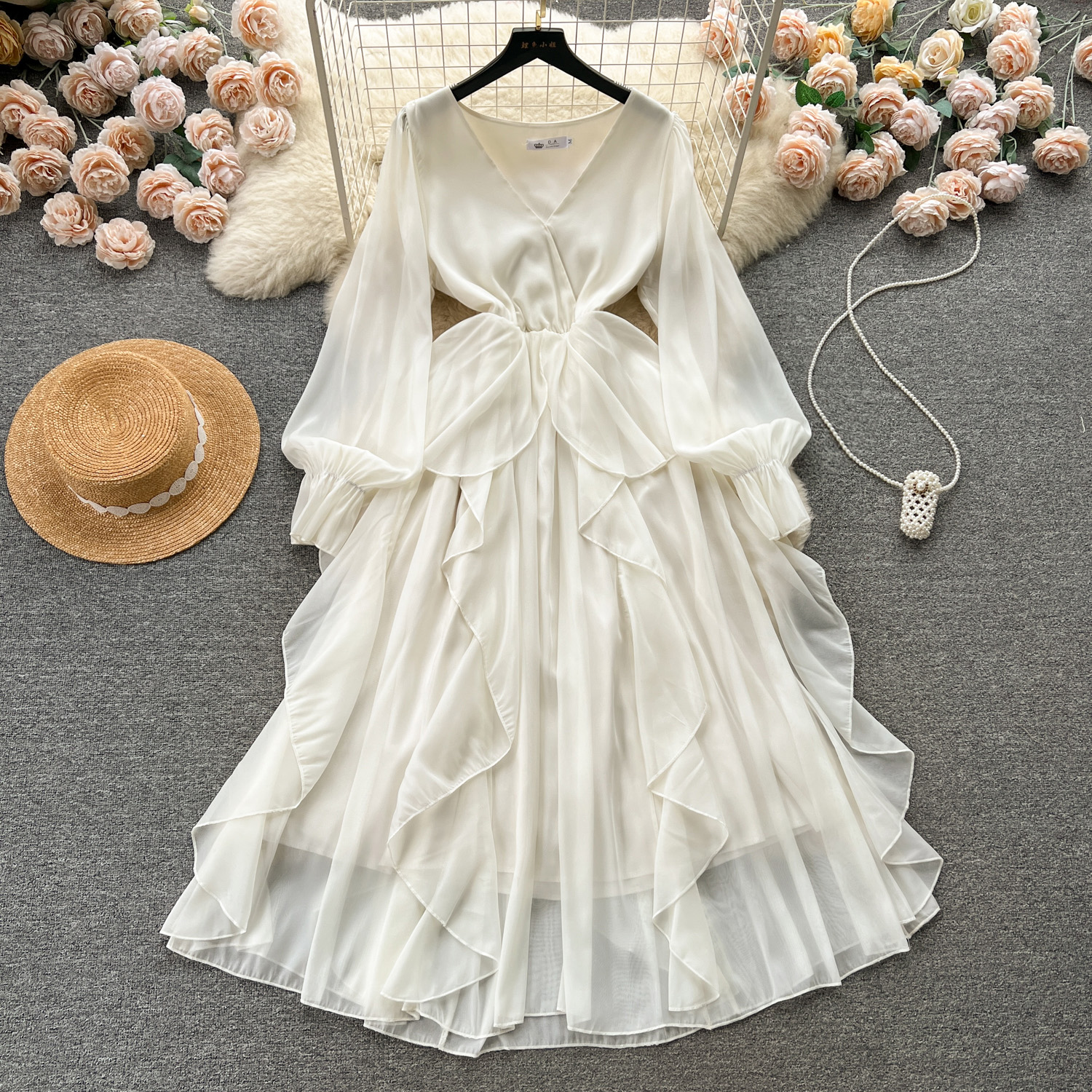 spring lace dresses Gilded Spring Lace Dress in White main image 1