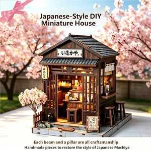 OCHOICE Maison de poupée miniature en bois personnalisée et modèle de construction de maison de poupée en puzzle 3D avec figurines <span class=keywords><strong>pour</strong></span> décoration créative - Product Image 1
