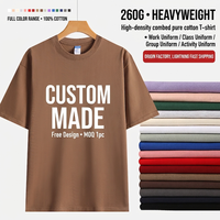 Camisetas Básicas de Manga Corta, Cuello Redondo, Hombros Caídos, Unisex, de Algodón Puro de 260 g, Corte Holgado