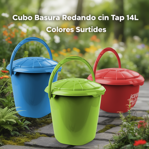 Cubo della Spazzatura Rotondo con Coperchio 14 L Colori Assortiti - Product Image 3