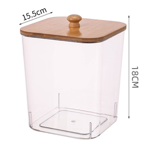 Contenitore Trasparente per Lavanderia con Coperchio in Bambù, Organizzatore in Plastica per <span class=keywords><strong>Detersivi</strong></span>, per Uso Domestico - Product Image 4