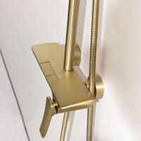 Ensemble de douche thermostatique moderne de luxe en laiton doré poli, système de douche 3 fonctions pour projets hôteliers, prix de gros