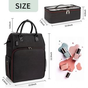 Caja Organizadora de Esmalte de Uñas de Fábrica BSCI, Bolsa de Almacenamiento con Capacidad para 82 Botellas de Esmalte de Uñas, Bolsa de Maquillaje Desmontable de Gran Capacidad con Puerto USB - Product Image 3