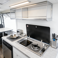 Cuisinière à gaz intégrée et plaque à induction JDA SUS304 RV 350x550mm sablée et électro-polie pour caravane, camping-car, bateau