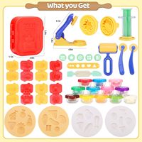 Ensemble d'outils de modelage en pâte à modeler plastique Kitchen Creations : emporte-pièces, moule alimentaire, rouleau, découpeur, extrudeur pour enfants
