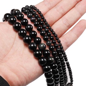 ลูกปัดหินออบซิเดียนธรรมชาติทรงกลมสำหรับทำสร้อยข้อมือ ขายส่ง อุปกรณ์ทำเครื่องประดับ DIY - Product Image 4