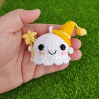 Pendentif mural fantaisie fait main en crochet, motif petit fantôme, pour décoration d'anniversaire adulte