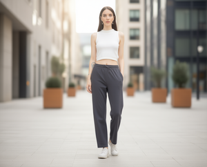 Pantaloni Dolado da donna a gamba larga, vita alta, vestibilità ampia, lunghezza intera, tinta unita, casual, con elastico in vita, in tessuto pleuche, stile autunnale - Product Image 2