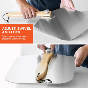 Pala per Pizza in Alluminio da 12'' con Manico Pieghevole in Legno, Utensile da Forno per Pizza, Pane e Pasticceria - Product Image 4