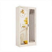 Armoire moderne à portes coulissantes en acier imprimé pour chambre à coucher, meuble à monter soi-même en kit plat