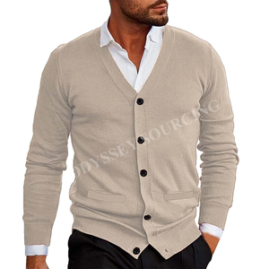 Cárdigan elegante para hombre, suéter 100% de algodón, diseño elegante antiarrugas para capas, ropa informal de invierno - Product Image 2