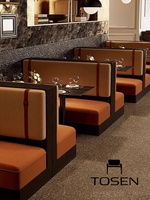 Canapé de restaurant haut de gamme, table et chaises de café rétro, ensemble de mobilier de salle à manger fine, banquette murale personnalisable