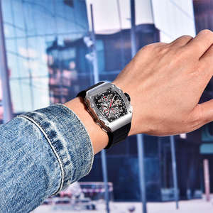 Reloj de Cuarzo Pagani Design YS011, Nuevo Modelo para Hombre, Esfera Esqueleto, Resistente al Agua, Deportivo, Rectangular, Cristal de Zafiro, 2025 - Product Image 3