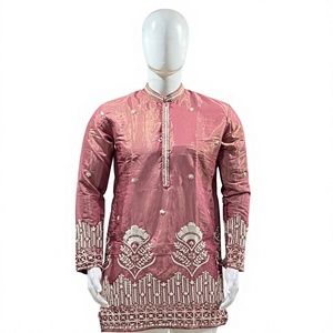 Ensemble de kurta scintillant de qualité supérieure pour homme avec broderies et perles, tenue traditionnelle indienne et pakistanaise pour festivals et mariages, coupe classique - Product Image 2