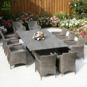 Muebles de <span class=keywords><strong>jardín</strong></span> Patio Moderno Compacto PE Ratán Barato 10 Personas Asientos Juegos de mesa de comedor Mesa de comedor con 10 sillas - Product Image 1