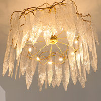 Lustre en cristal et cuivre massif post-moderne, suspension de luxe pour salon, chambre de villa française, salle à manger, éclairage artistique en verre