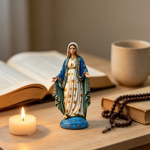 Statua Religiosa in Resina della Vergine Maria, Decorazione da Scrivania, Souvenir Cattolico da Collezione, Regalo per Credenze Religiose - Product Image 6