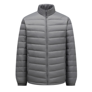 Veste matelassée chaude en duvet de canard blanc pour homme YZ, manches longues, manteau à bulles avec fermeture éclair solide, taille plus, tissu en toile - Product Image 1