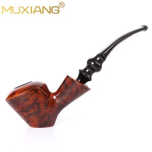 Muxiang Briarwood Smoking Pipe Straight Type 9mm Filter Dark Red Glossy Finish Tobacco Pipe - Product Image 2