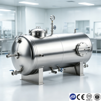 Tanque Horizontal Sanitario de Grado Farmacéutico de 500-30000L, Acero Inoxidable 316L, Pulido Espejo, Agua Purificada, ASME CE, Fabricante