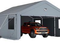 Abri de voiture en acier robuste thermolaqué 10x20 pieds, tente de garage portable avec porte enroulable, résistant aux UV, abri extérieur pour véhicules, jardin