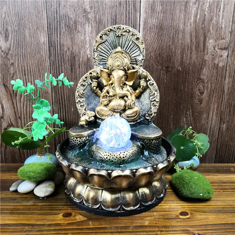 Home Decor Hars Ambachten Relatiegeschenken Zuidoost-azi Ë Laxmi Ganesh Standbeeld Olifant God Indoor Boeddha Fontein Ornamenten