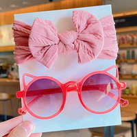 Offre Spéciale 2 pièces/ensemble lunettes de soleil avec Nylon enfants bandeau oeil de chat lunettes de soleil bébé accessoires cadeau