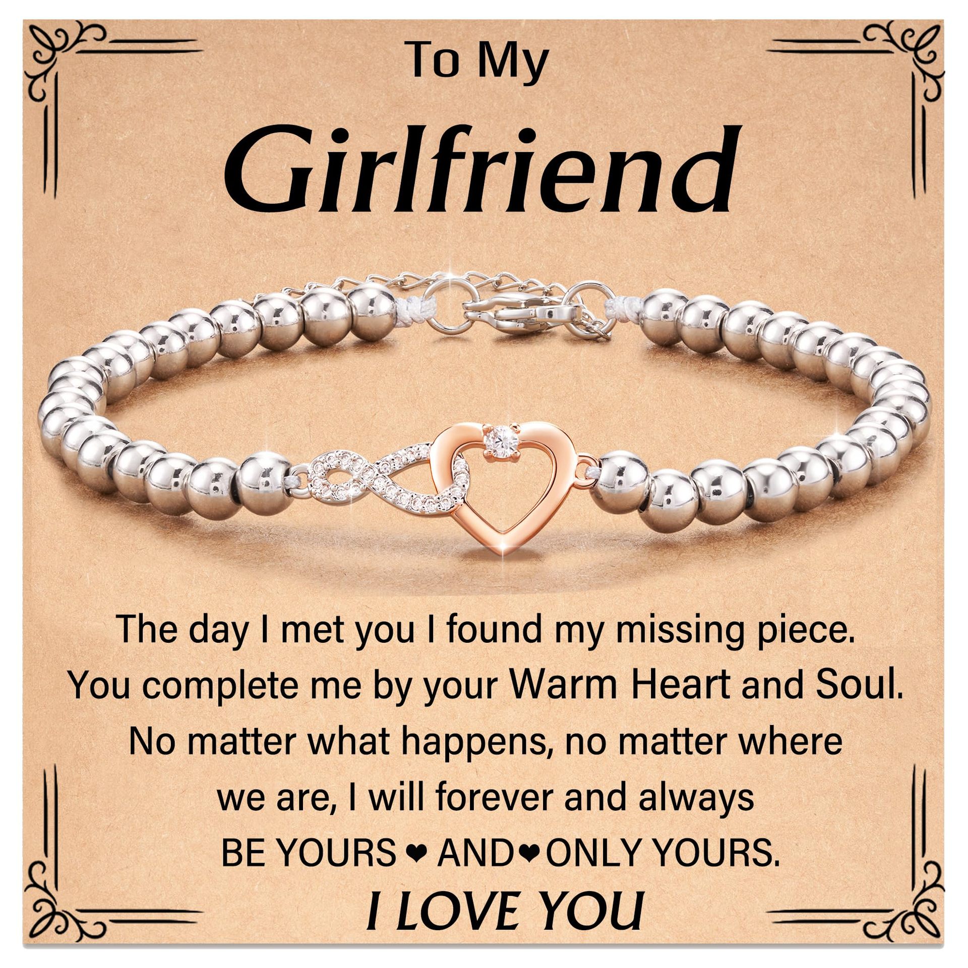 Bracciale con diamanti a cuore infinito + biglietto per la fidanzata