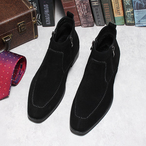 Botas de Tobillo para Hombre, Primavera-Otoño, Parte Superior de Cuero Genuino con Estampado de Leopardo, Suela de Goma, Impermeables, para Trabajo - Product Image 5