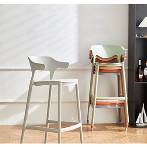 Plastic Bar Chair High <strong>Stools</strong> <strong>for</strong> Home Hotel Outdoor <strong>Garden</strong> Chairs with Backrest Durable Stackable Restaurant Cafe Chair - Product Image 2