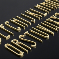 Plaque Murale 3D en Laiton avec Lettres, Base en Bois Rétro, Numéro de Maison Personnalisé, Enseigne Commerciale, Support MOQ