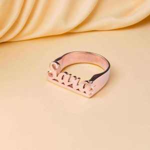 High Light Luxury Fashion Trend Custom Signet <strong>Personalised</strong> Engraved Letter <strong>Name</strong> Stain Steel <strong>Rings</strong> Women - Product Image 1