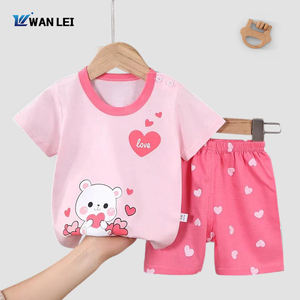 Ensemble de vêtements pour bébé garçon en coton 100% à prix avantageux, <span class=keywords><strong>pyjama</strong></span> court en deux pièces pour l'été, imprimé animal, doux - Product Image 2