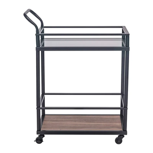 Porte-assaisonnement en bois massif à 2 niveaux polyvalent et personnalisé, roulettes, étagères de rangement au design contemporain pour le salon de l'hôtel. - Product Image 6