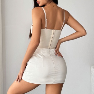 Nuovo Bustier <span class=keywords><strong>in</strong></span> Pizzo Tinta Unita con Ferretto, Top Corsetto Sexy Regolabile con Stecche per Donna - Product Image 2