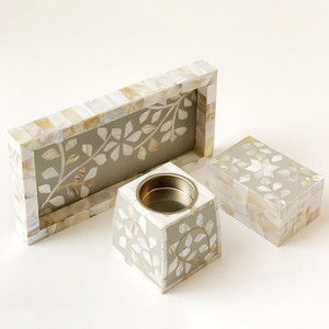 เซ็ตกระถางธูปไข่มุกสำหรับตกแต่ง,ชุดเผาเครื่องหอมเผาเปลือกหอยทะเล Capiz Inlay ที่ใส่ธูป Eid Mubarak Bakhoor - Product Image 6