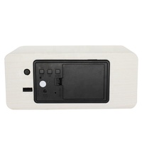 Multifunctionele Home Decor Dc Power Nachtkastje Draadloze Telefoon Oplader Led Wekker Blue Tooth Houten Klok Met Speaker