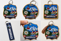 Porte-clés personnalisé Innsbruck Edelweiss Telecabin Autriche Vieille Ville Brodé en tissu Souvenir Étiquette de sac