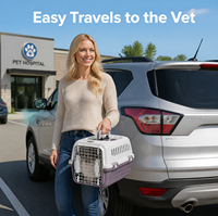 Caisse de transport pour animaux de compagnie approuvée par les compagnies aériennes, boîte de voyage pour chats et chiens, cage portable avec toit ouvrant et fermeture à bouton