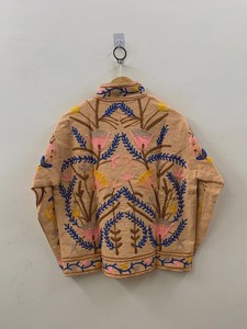 Veste d'hiver en velours brodé Suzani faite à la main avec imprimé animal et dentelle, manteau d'été pour femme, vêtement d'extérieur ethnique bohème, cadeau de Noël - Product Image 5