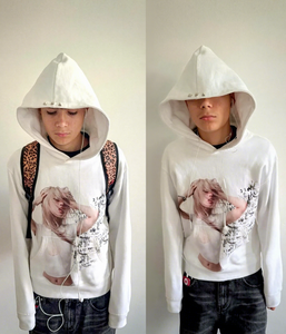 เสื้อฮู้ดผู้ชายพิมพ์ลายกราฟิกสไตล์กรันจ์ Y2K ผ้าเฟรนช์เทอร์รี่พรีเมียมสั่งทำขายส่ง - Product Image 2