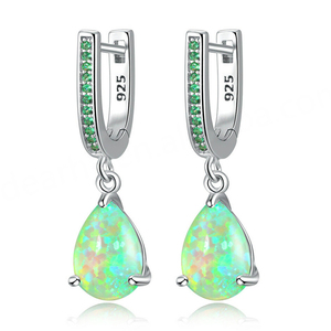 925 Sterling Silver Square Shape <b>Opal</b> <b>Earrings</b> Stone Rhodium Plated White Fire <b>Opal</b> <b>Stud</b> <b>Earrings</b> Halo Design - Product Image 5