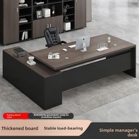 Ensemble de bureau de direction en forme de L moderne avec bibliothèque et rangement, bureaux en bois massif, grande table de bureau