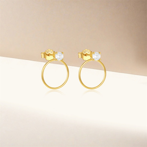 ROXI Boucles d'oreilles simples pour femmes en argent sterling 925 plaqué or 18 carats, cercle tendance avec zircon - Product Image 6