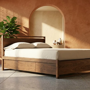 Lit plateforme extensible Alpen Teak Queen/King avec rangement intégré, durable, écologique, en bois massif, mobilier moderne pour la maison - Product Image 4