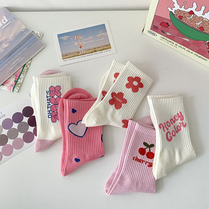 Spring and Summer Ins Mid-tube Thin Breathable Trend Women <strong>Cozy</strong> Custom logo Cotton <strong>Socks</strong> With Design - Product Image 5