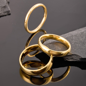 Tempusort Vente en gros <span class=keywords><strong>Bague</strong></span> de mariage éternelle plaquée or 2 mm/4 mm/6 mm, anneaux en titane poli bombé pour homme, <span class=keywords><strong>femme</strong></span>, couple, fiançailles - Product Image 4