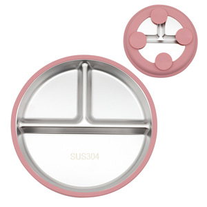Ensemble de vaisselle sept pièces en acier inoxydable pour bébé, style rétro, minimaliste, luxe léger, avec ventouse amovible, pour repas - Product Image 4